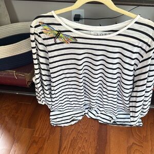 Loft Beaded Drogonfly Puff Sleeve Top